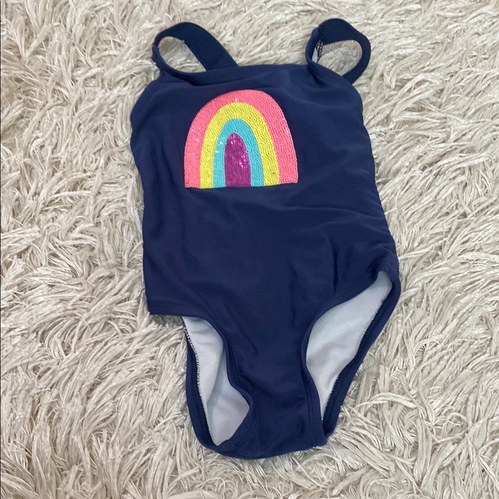 Cat & Jack Navy Rainbow Kids Swim One Piece